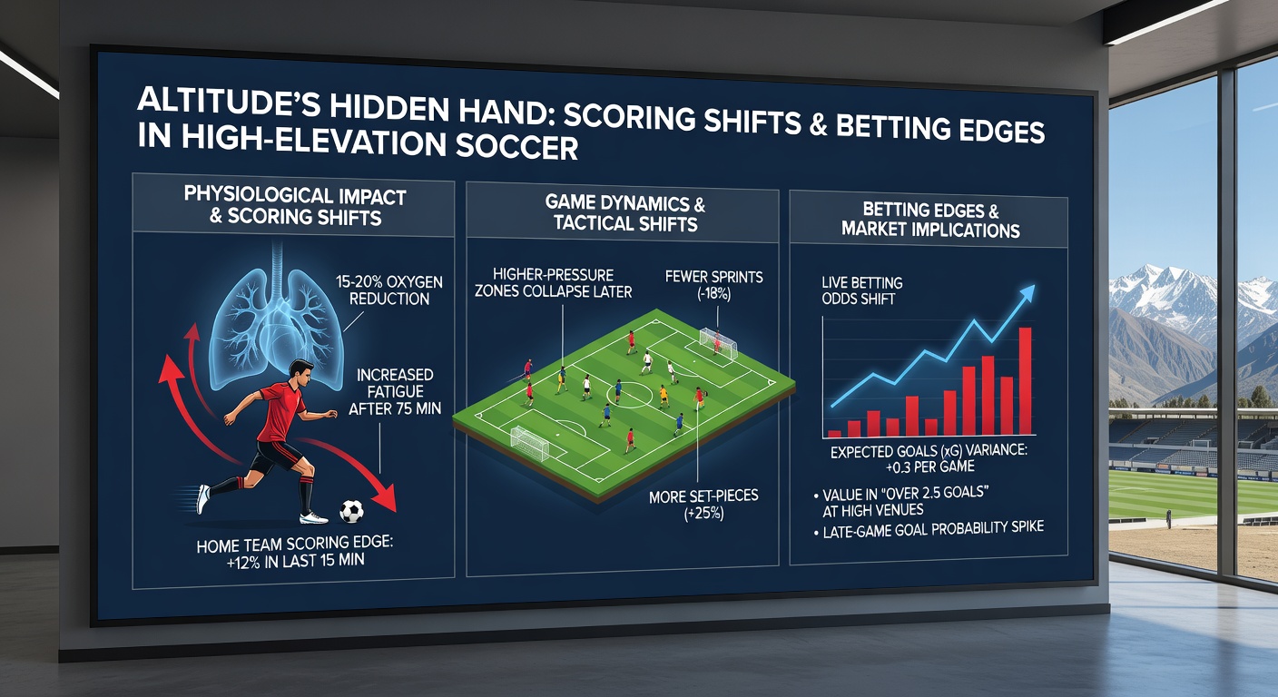 Line graph illustrating average goals scored per match across soccer leagues at varying elevations, peaking sharply above 2,500 meters with data from South American competitions
