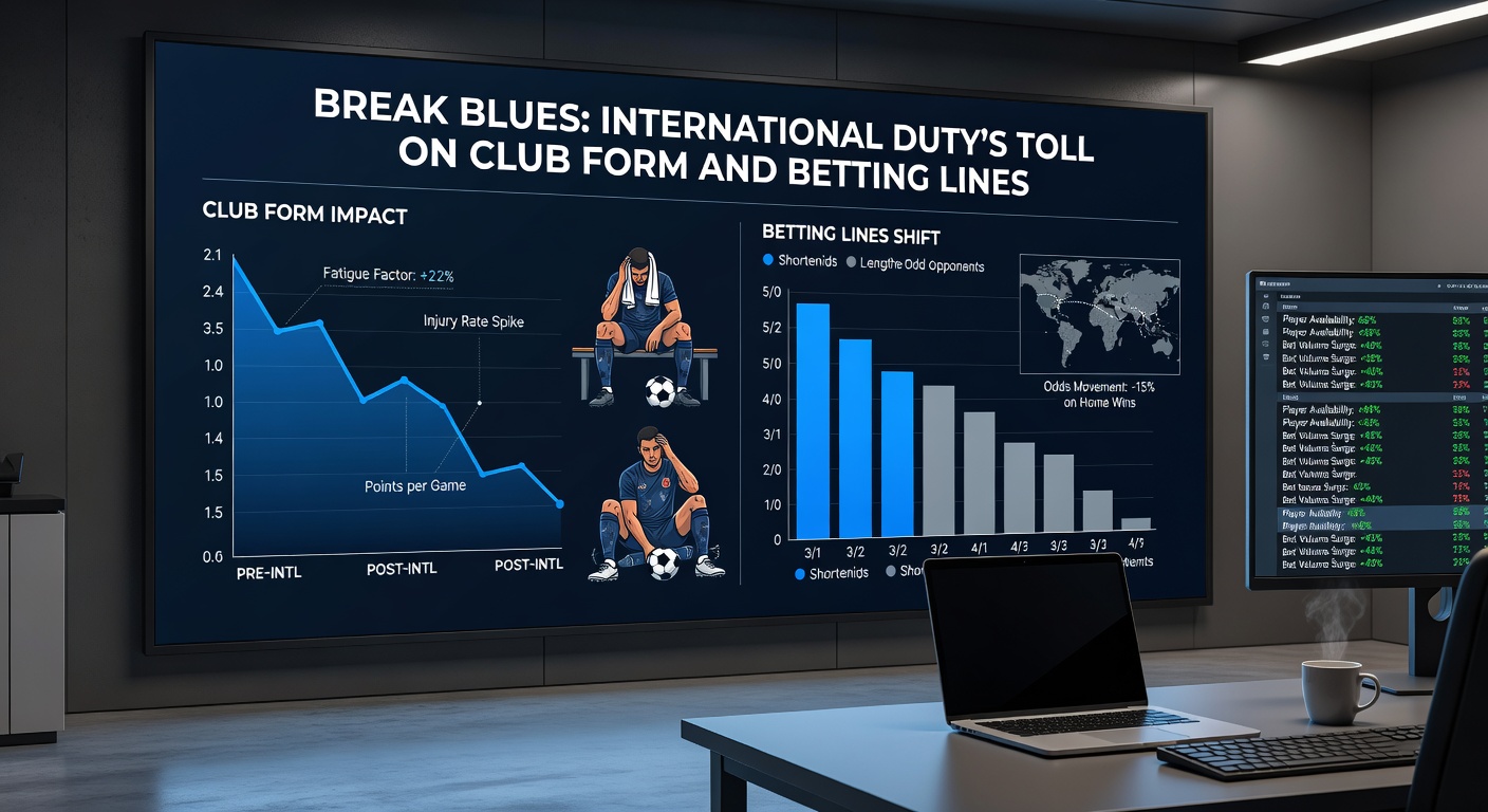 Betting odds shifting dramatically after international break announcements, with graphs showing line movements