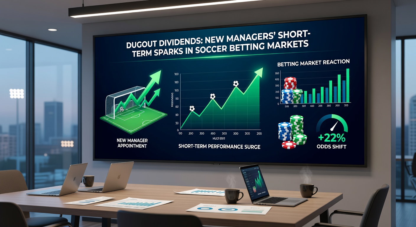 Graphs plotting win rates and betting odds fluctuations after soccer managerial changes, with peaks in the first few matches under new leadership