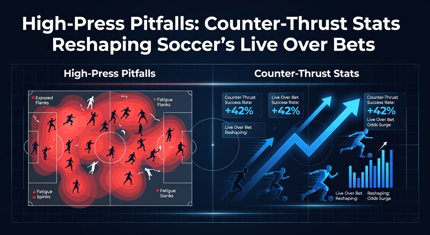 A soccer team aggressively high-pressing an opponent, leaving space at the back for a potential counter-thrust