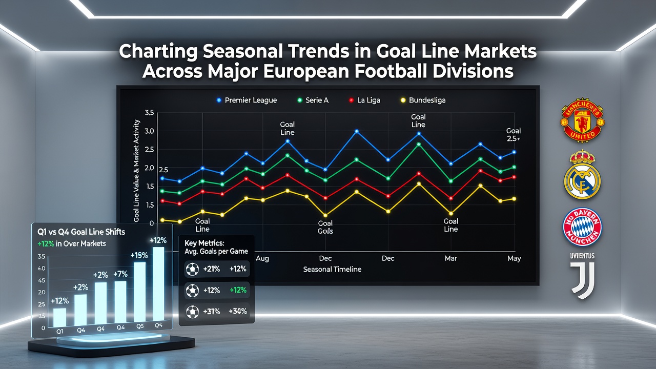 Overview of goal line market trends across European leagues with seasonal data visualizations