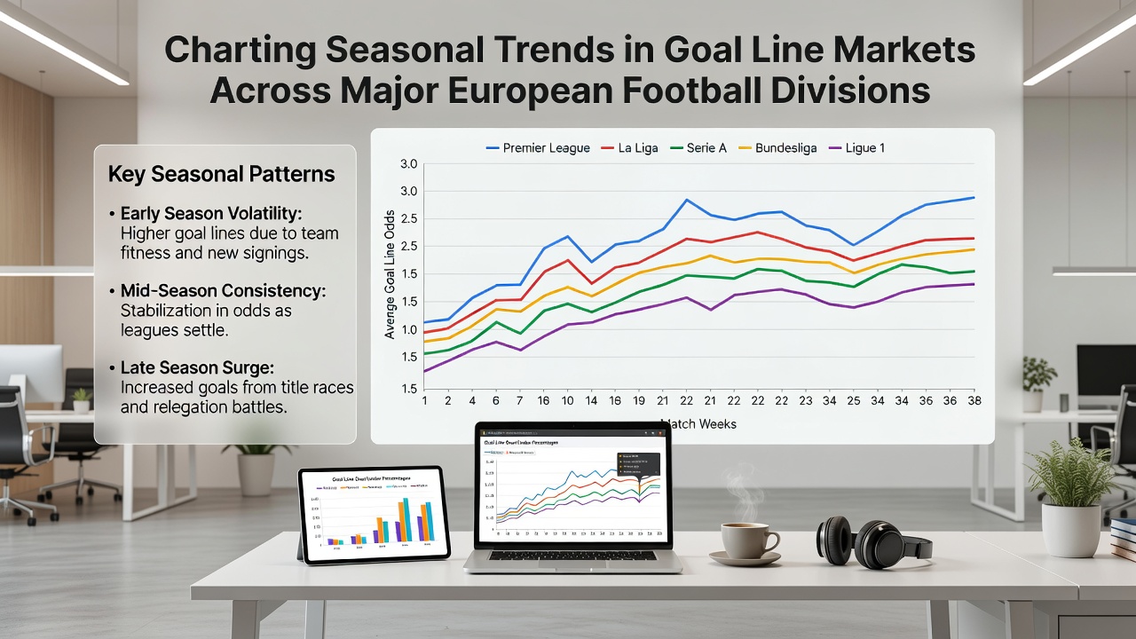 Detailed seasonal breakdown of over-under goal distributions in top divisions