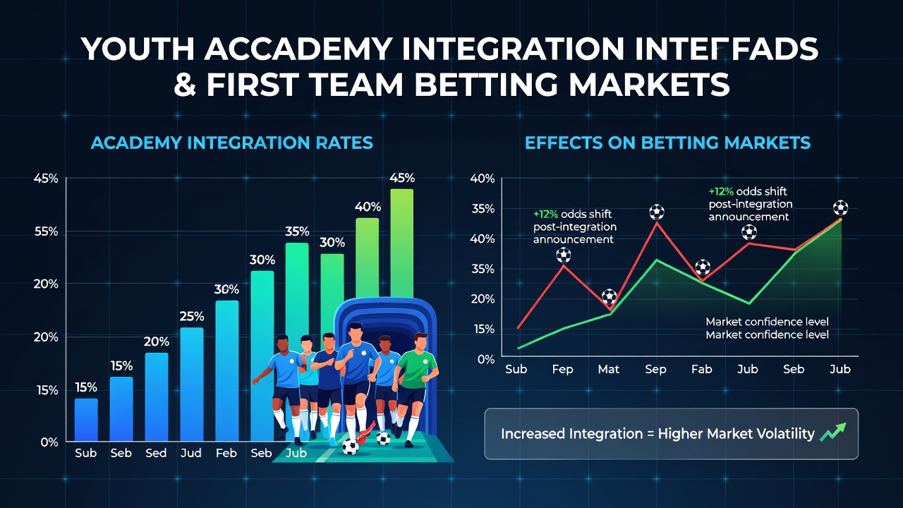 Data visualization showing youth academy player integration rates across major European soccer clubs and corresponding shifts in first team betting odds