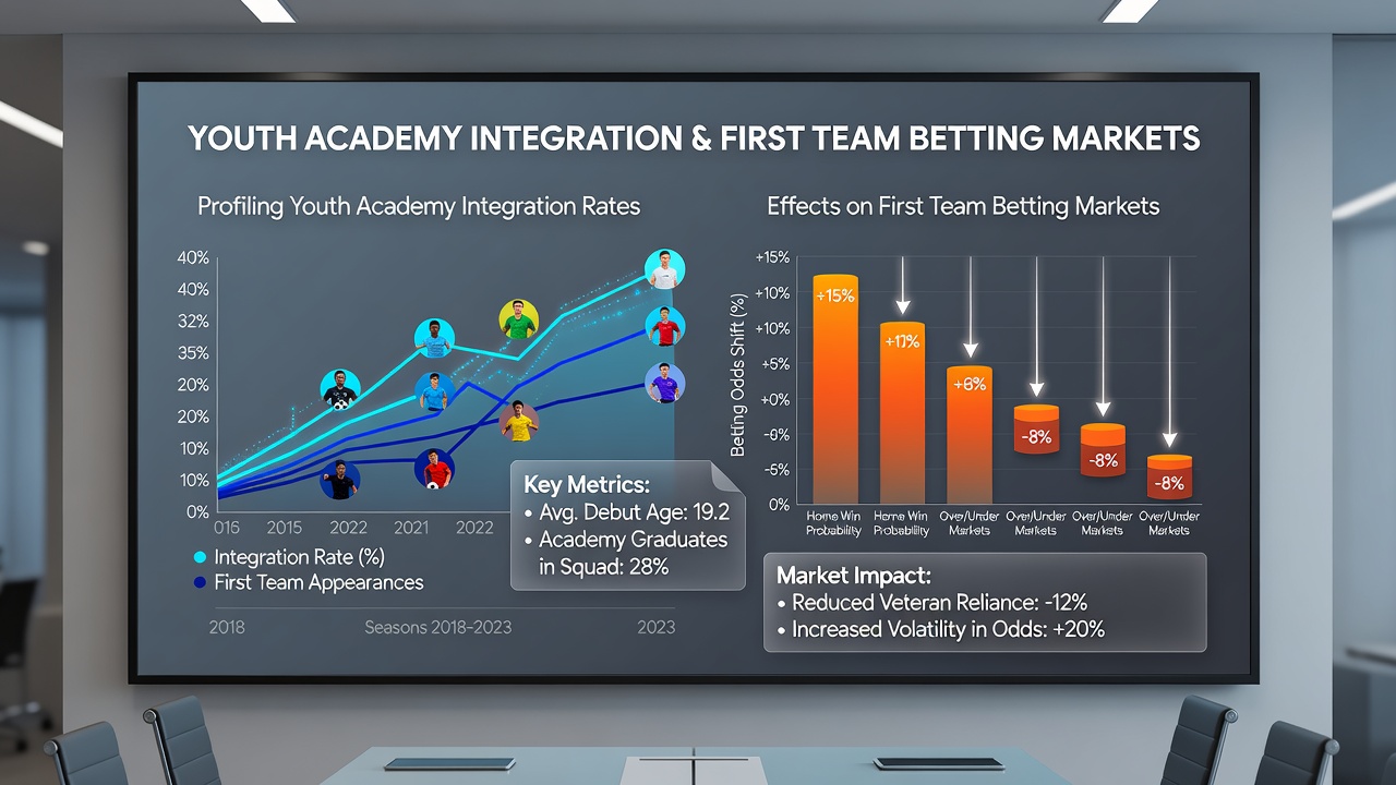 Chart illustrating the relationship between youth player debut frequency and adjustments in live soccer betting odds during the 2025-2026 season