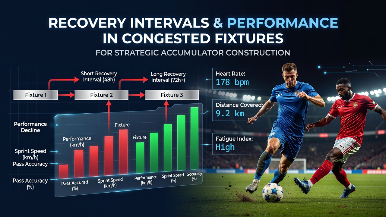 Soccer players resting during a congested fixture period with recovery analysis graphics overlaid