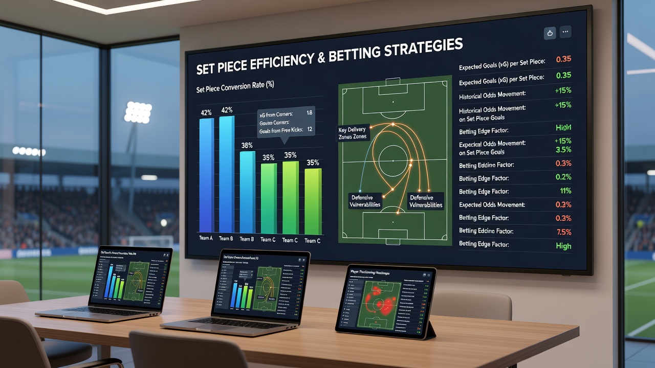 Coaches reviewing set piece diagrams on a tablet during a training session