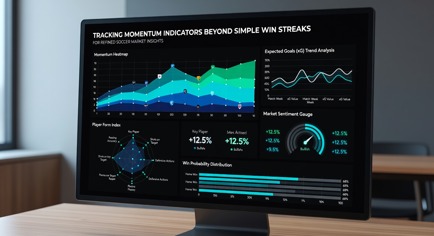 Data visualization dashboard showing soccer momentum indicators and statistical trends