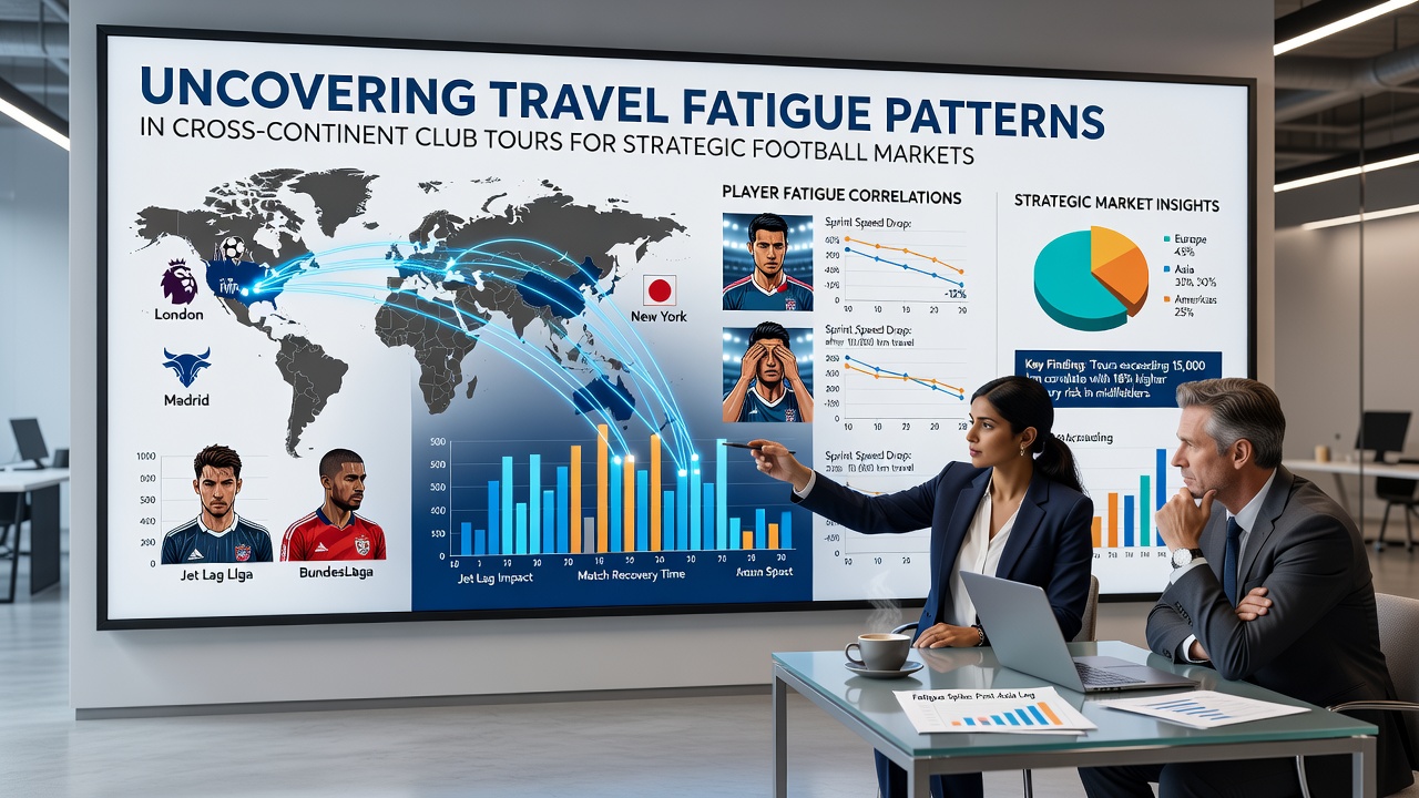 Data visualization showing recovery timelines and performance metrics after intercontinental football tours