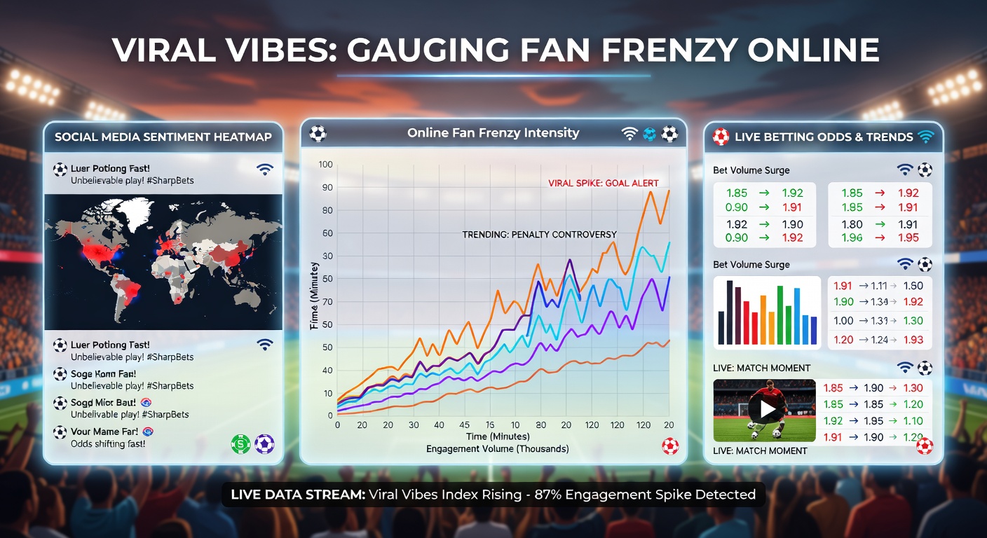 Dashboard displaying real-time social media sentiment graphs spiking during a soccer live bet opportunity